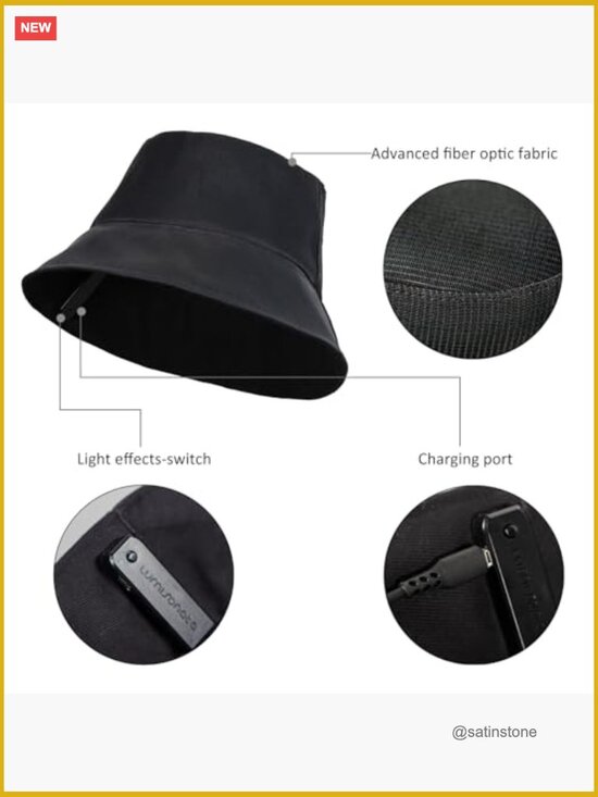 LED Bucket Hat Light up Fisherman Cap 7 Colors Rave Party USB Rechargeable
